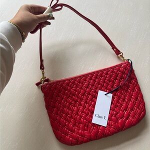 NWT, RARE! Clare V Petit Moyen in Puffy Woven Leather
